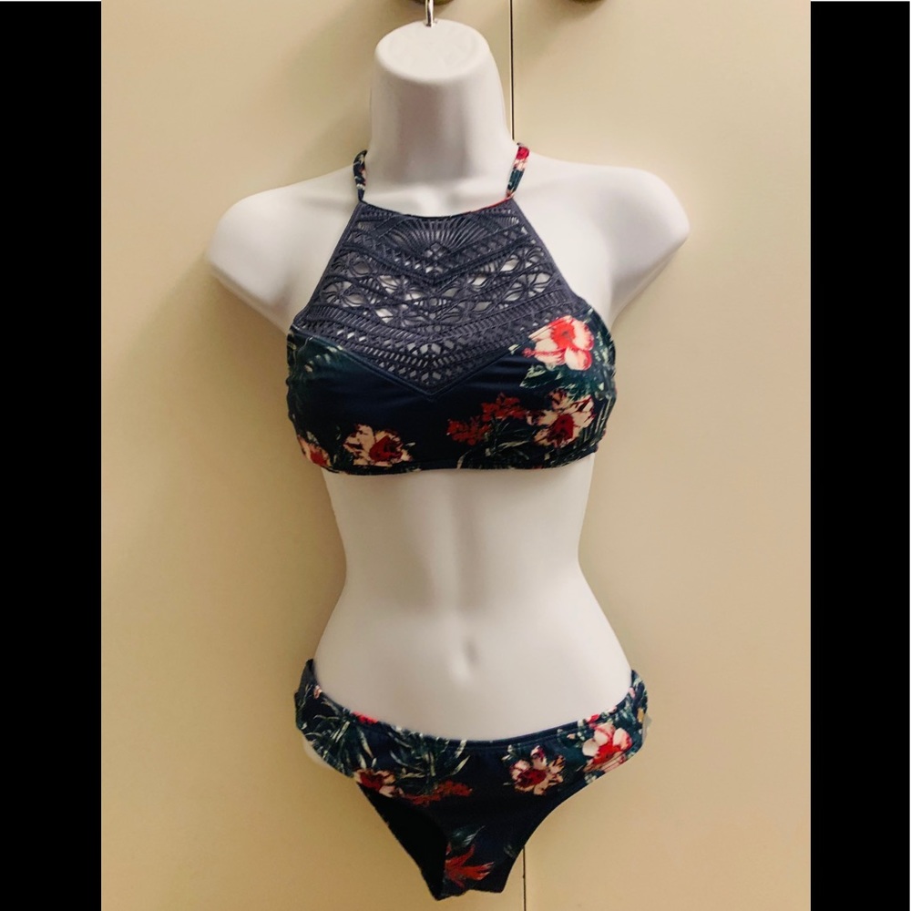 Roxy Crochet Halter Bikini Set